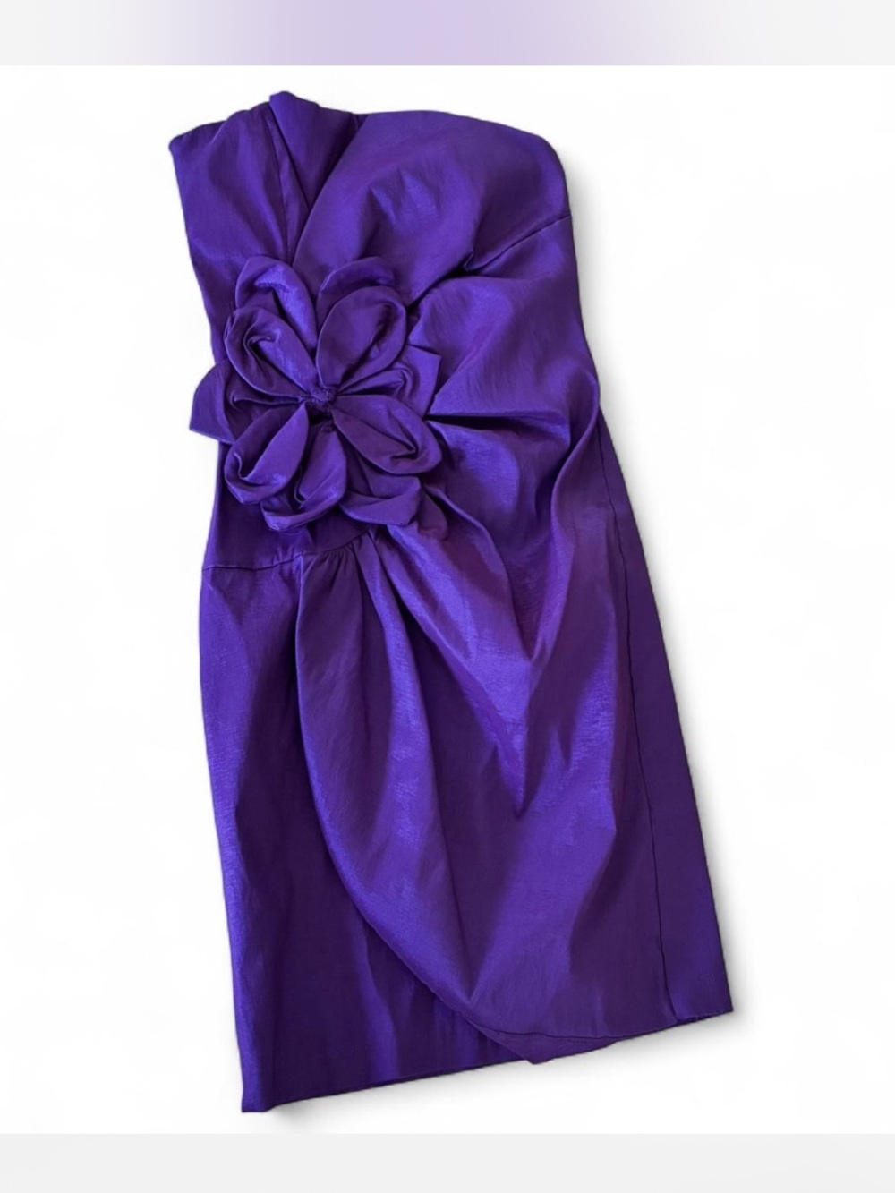 Vintage Rory USA Purple Strapless Rosette Cocktail Dress | Size XS/S